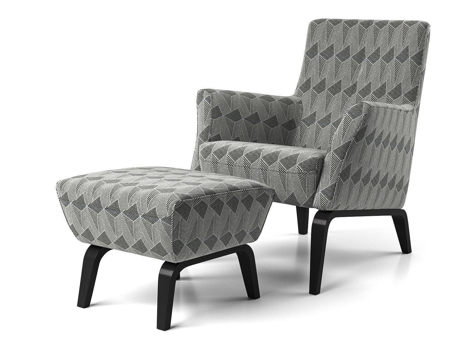 Palio Armchair Low  Pouf 3D model_1