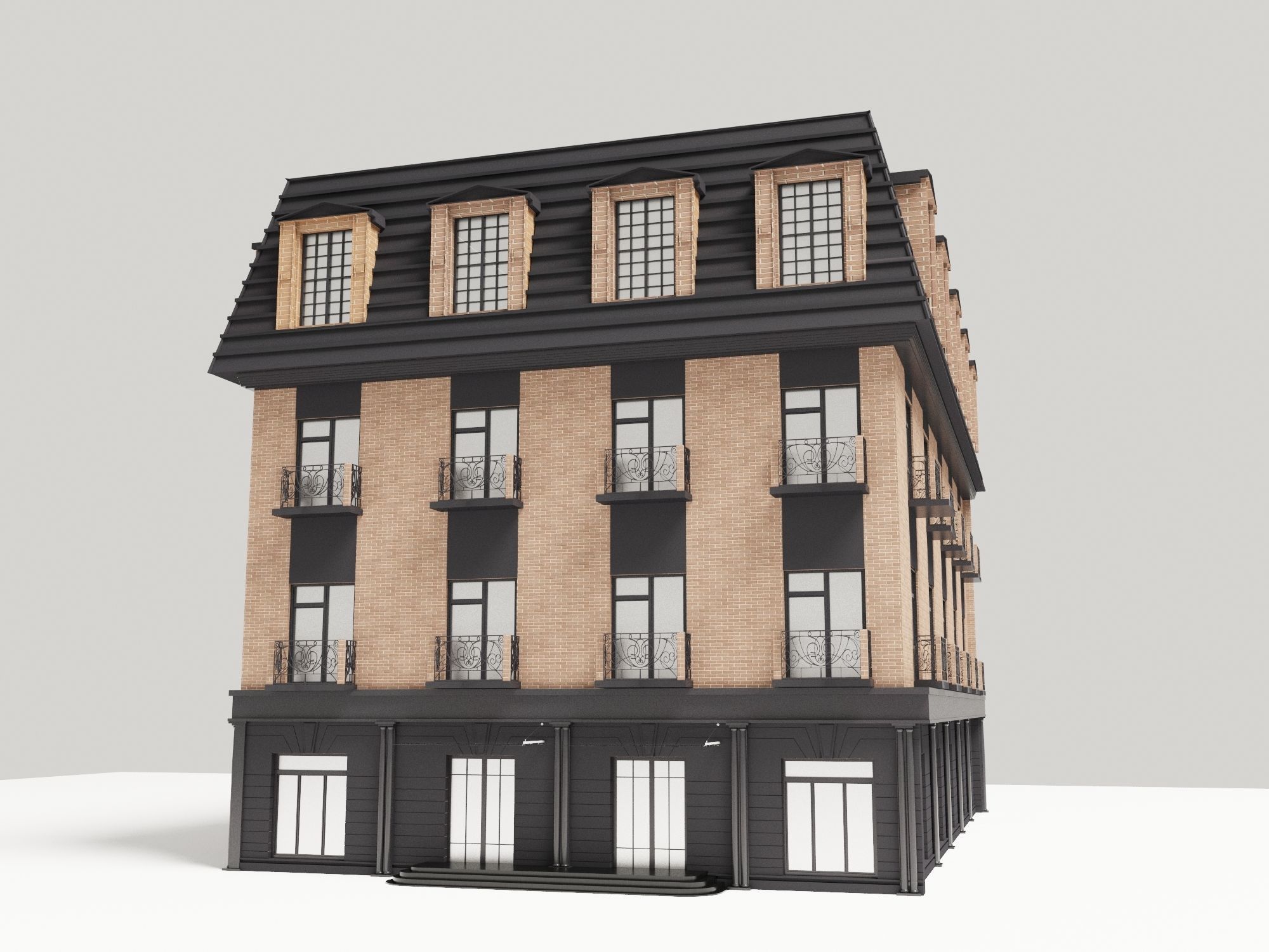 Modern townhouse 3D model_4