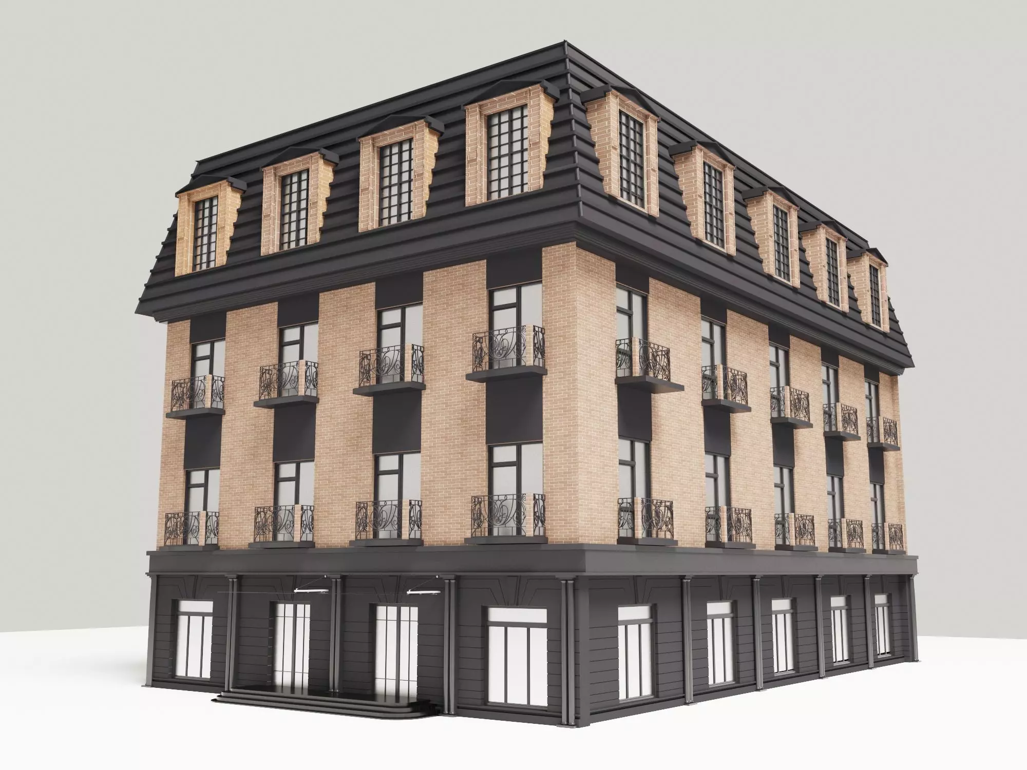 Modern townhouse 3D model_0