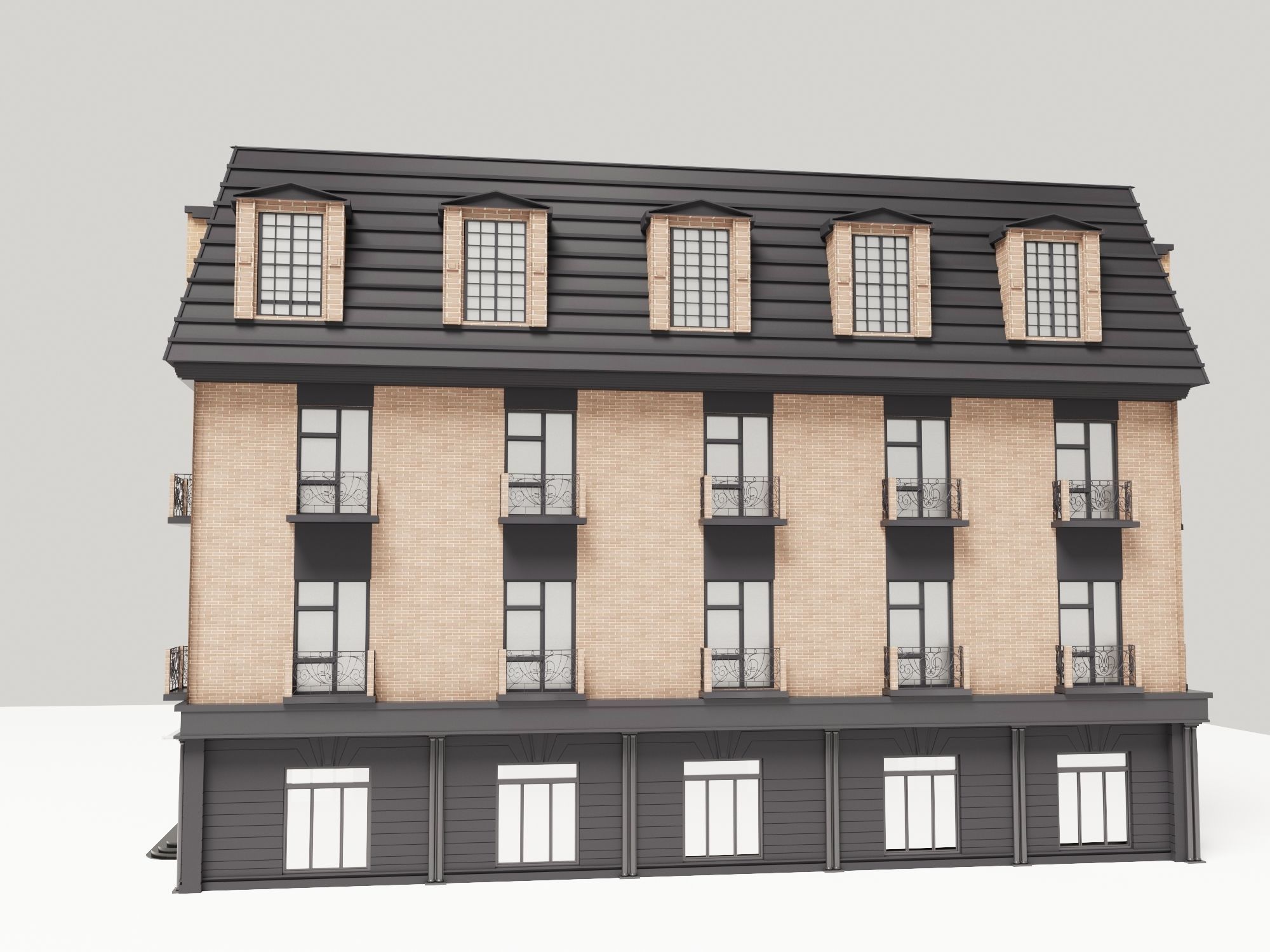 Modern townhouse 3D model_2