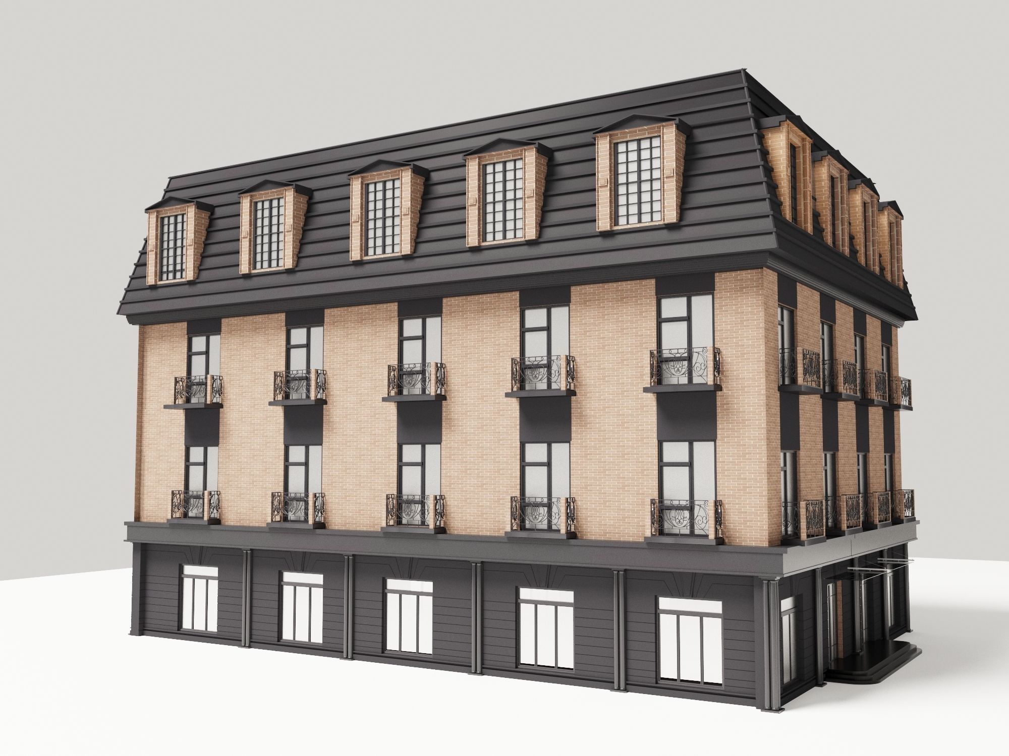 Modern townhouse 3D model_3
