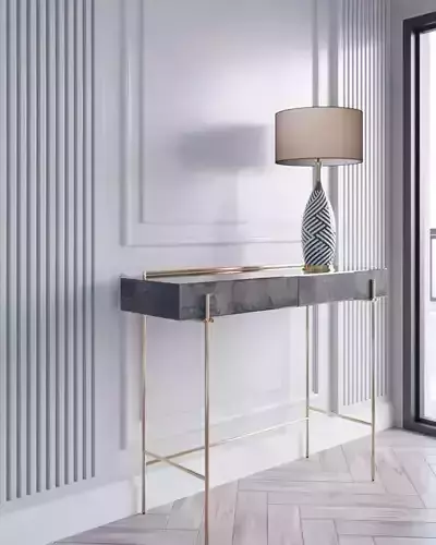 Console table with gold legs and lamp 3D model
