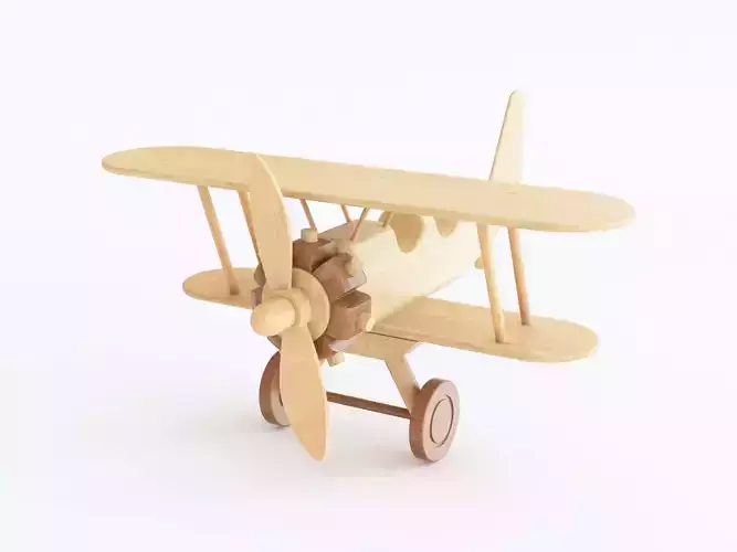 Wooden toy biplane 04