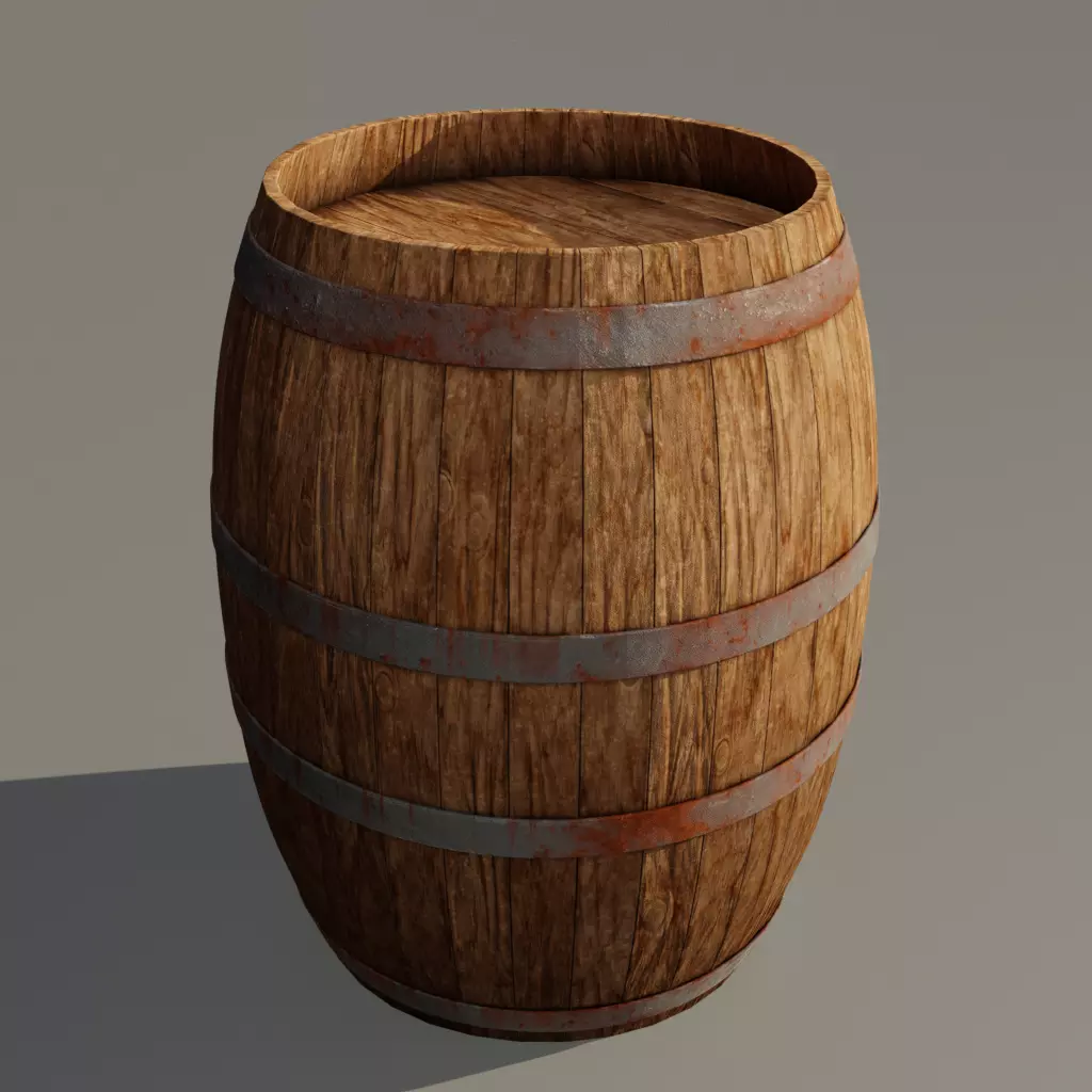 Medieval wooden barrel Free low-poly 3D model