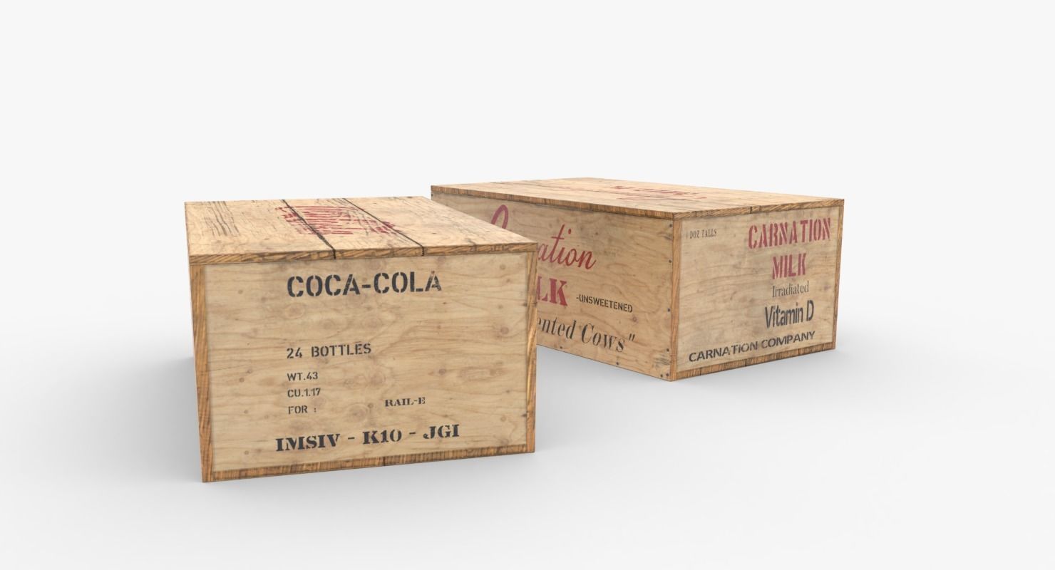 US Rations Wooden Boxes WWII Low-poly 3D model_4