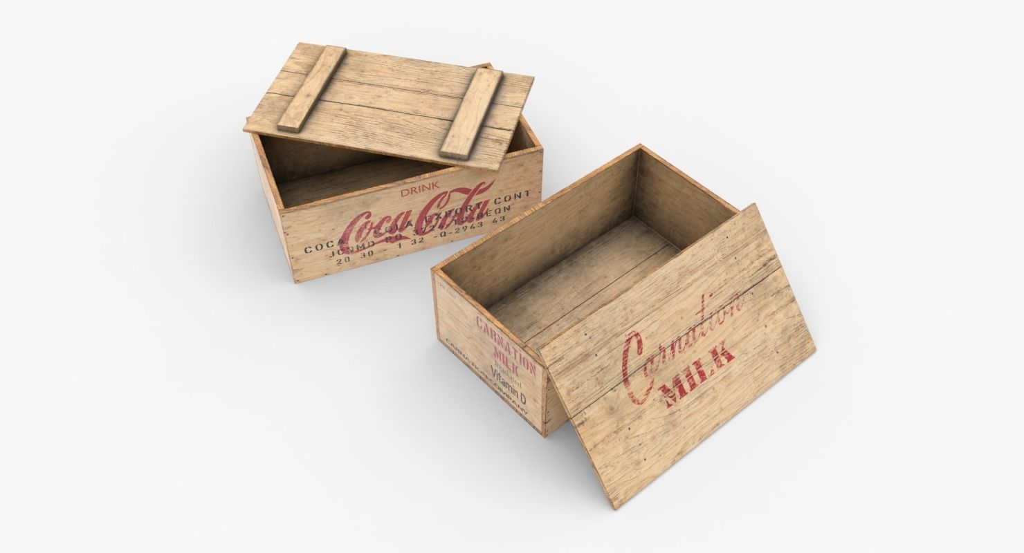 US Rations Wooden Boxes WWII Low-poly 3D model_9