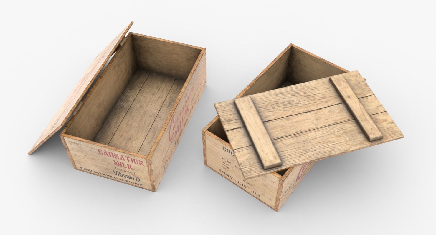 US Rations Wooden Boxes WWII Low-poly 3D model_7