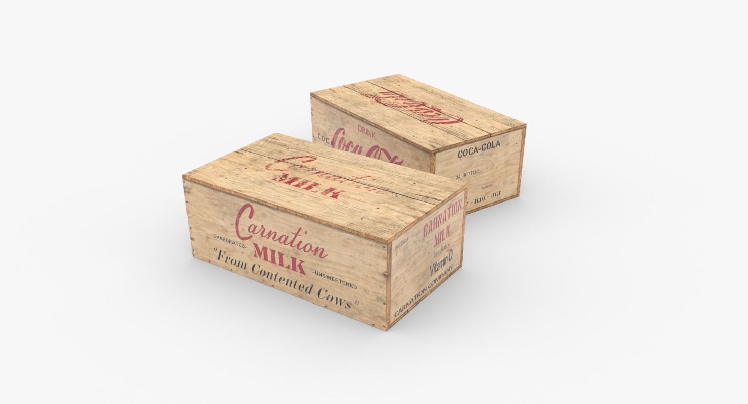 US Rations Wooden Boxes WWII Low-poly 3D model_1