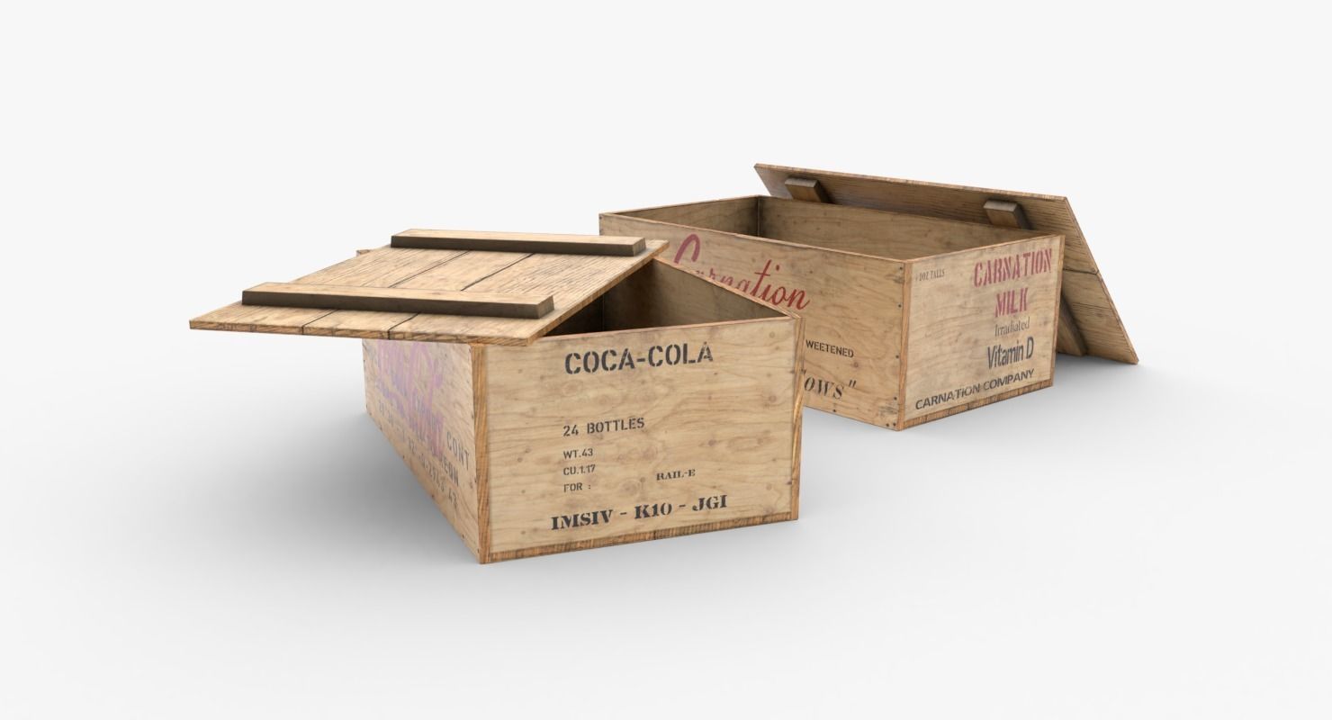 US Rations Wooden Boxes WWII Low-poly 3D model_8