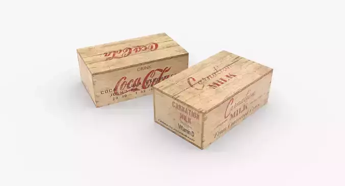 US Rations Wooden Boxes WWII Low-poly 3D model