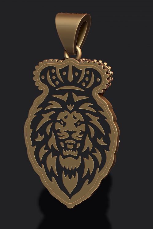 Lion pendant with diamonds and opened mouth 011 3D print model_3