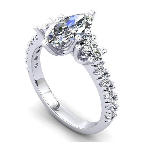 RING38 engagement ring with marquise cut diamond 3D print model