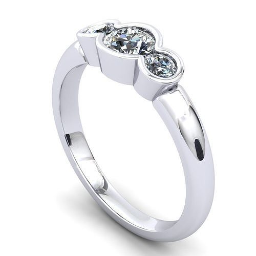 RING39 three stone diamond engagement ring 3D print model