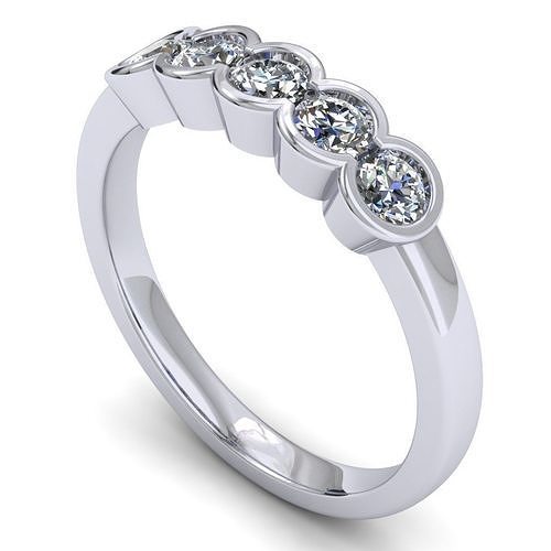 RING40 five stone diamond ring gold 3D print model