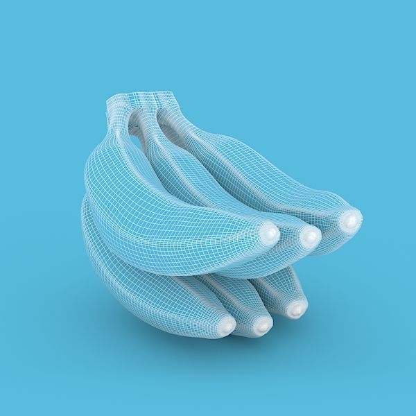 Red Banana Bunch 3D model_4