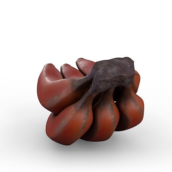 Red Banana Bunch 3D model_9