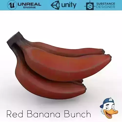 Red Banana Bunch 3D model
