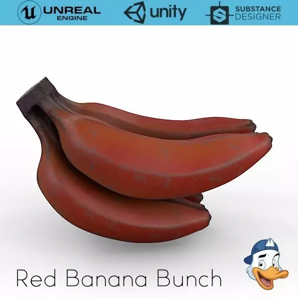 Red Banana Bunch 3D model_0
