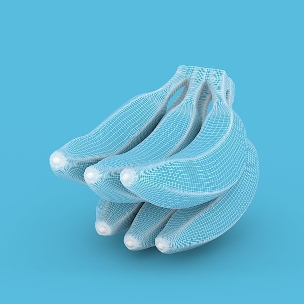 Red Banana Bunch 3D model_6