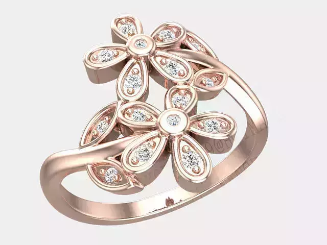 kengkod08 rose gold flower ring with diamonds