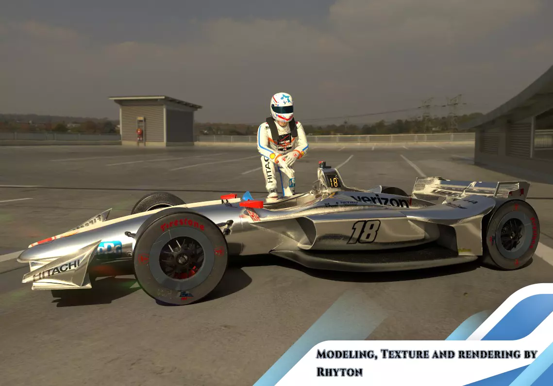 INDYCAR with driver Free low-poly 3D model_0