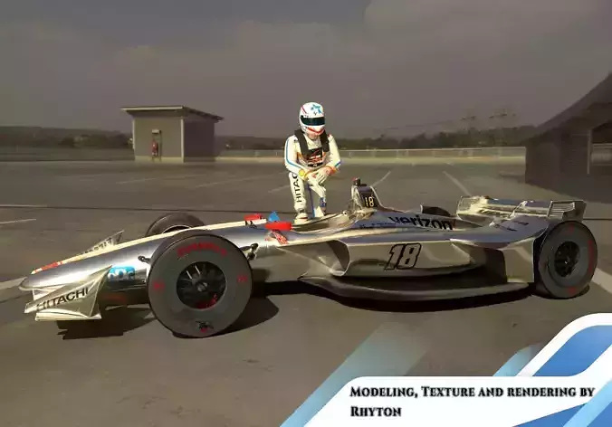 INDYCAR with driver Free low-poly 3D model