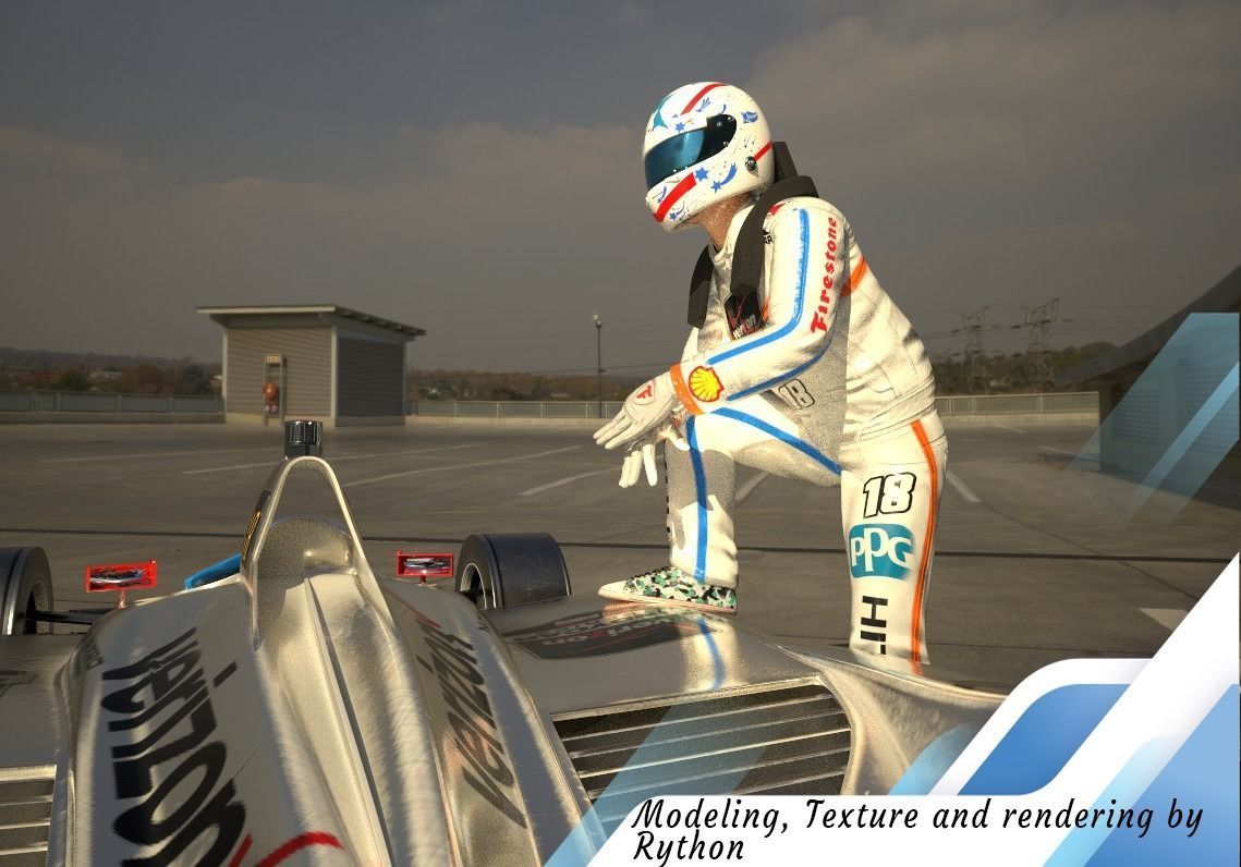 INDYCAR with driver Free low-poly 3D model_5