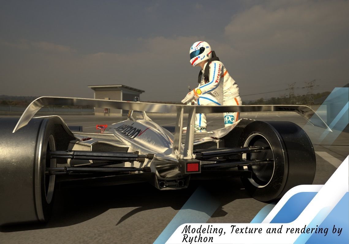 INDYCAR with driver Free low-poly 3D model_6