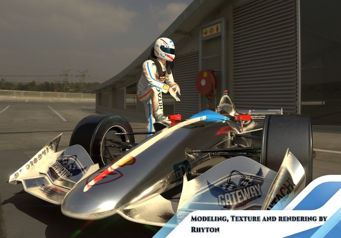 INDYCAR with driver Free low-poly 3D model_10