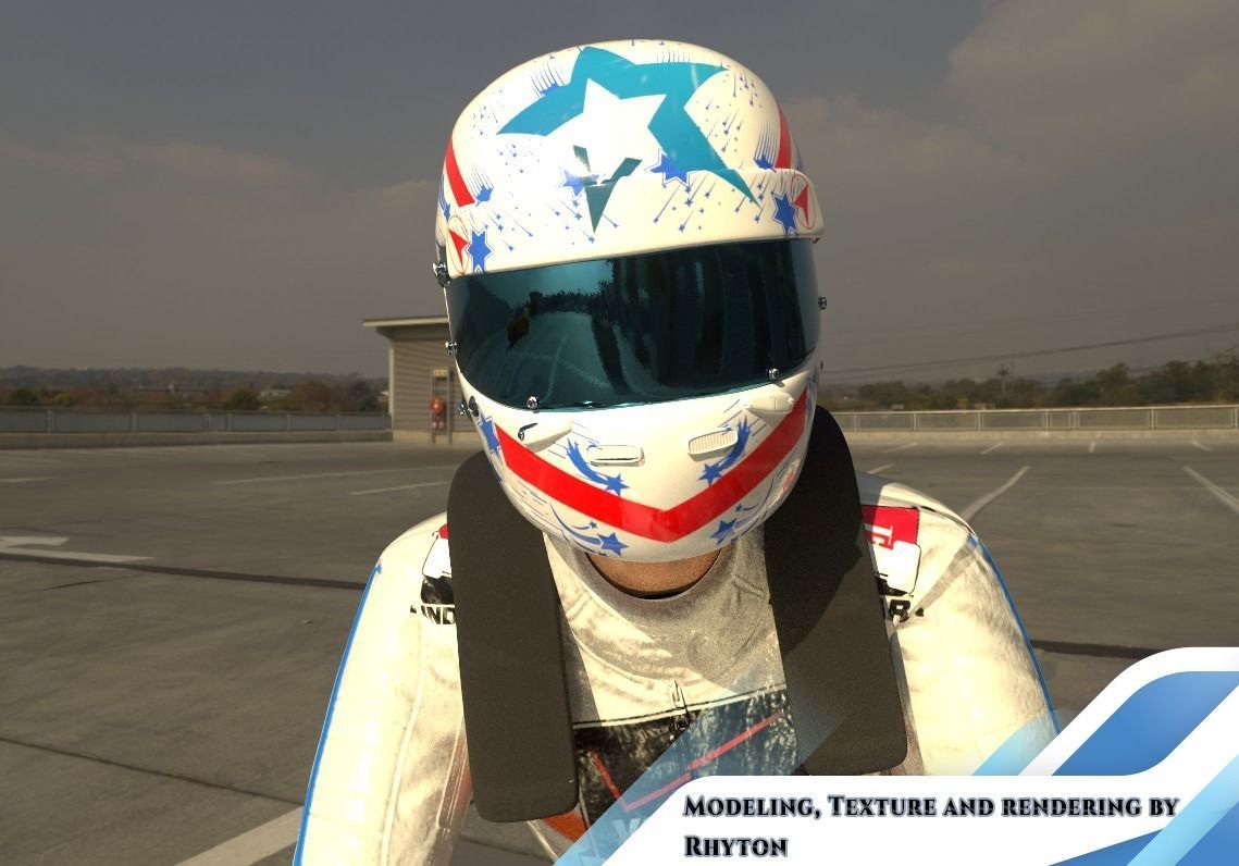 INDYCAR with driver Free low-poly 3D model_7