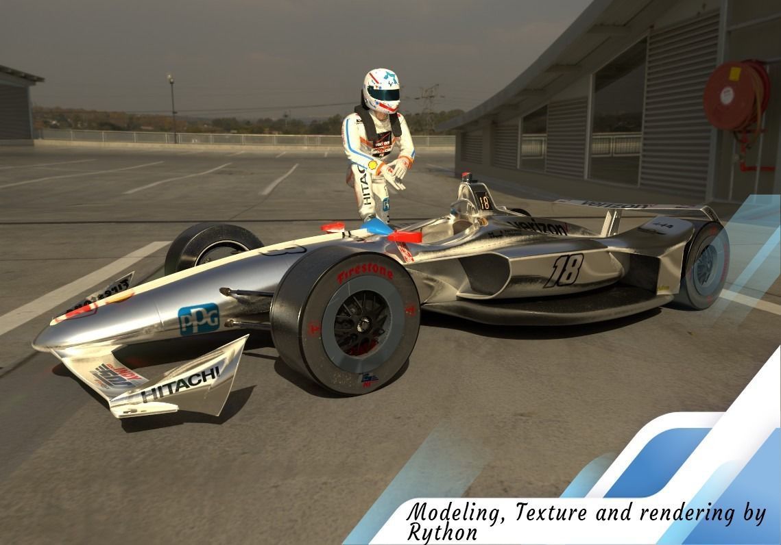 INDYCAR with driver Free low-poly 3D model_8