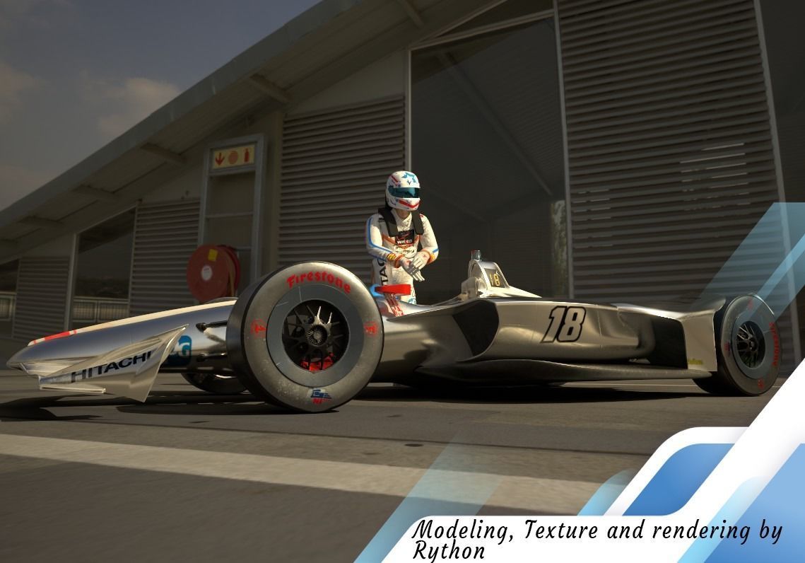 INDYCAR with driver Free low-poly 3D model_11