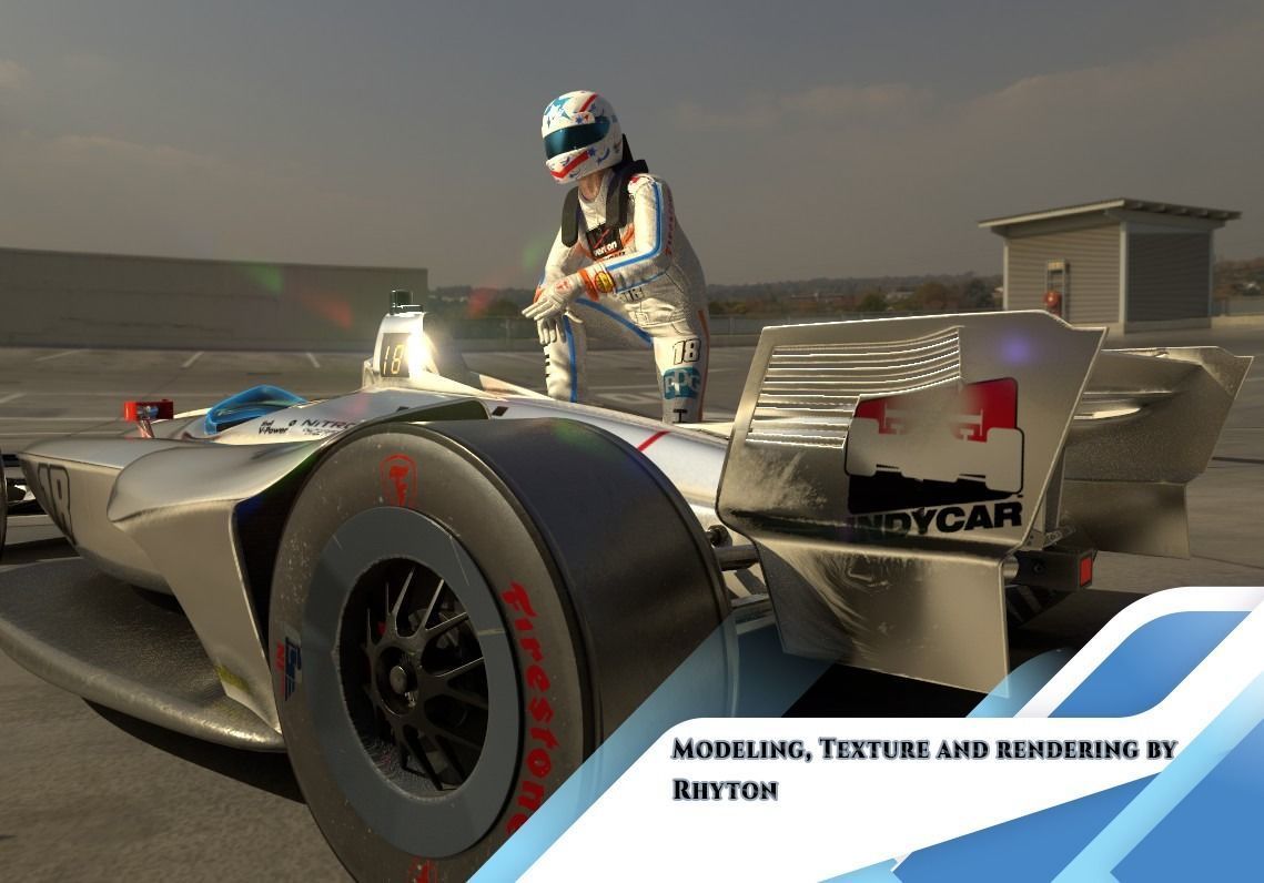 INDYCAR with driver Free low-poly 3D model_9