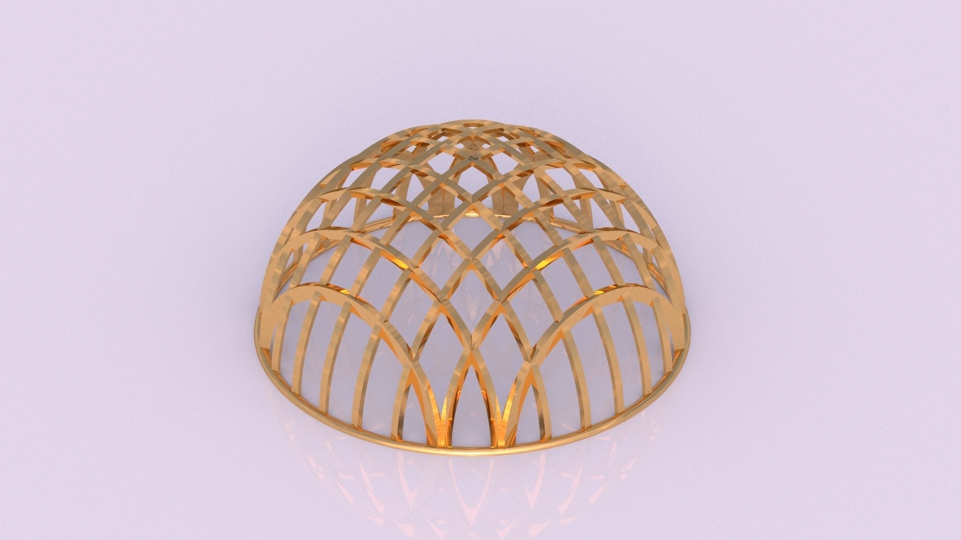 Architectural dome with contours in grid 3D model_12