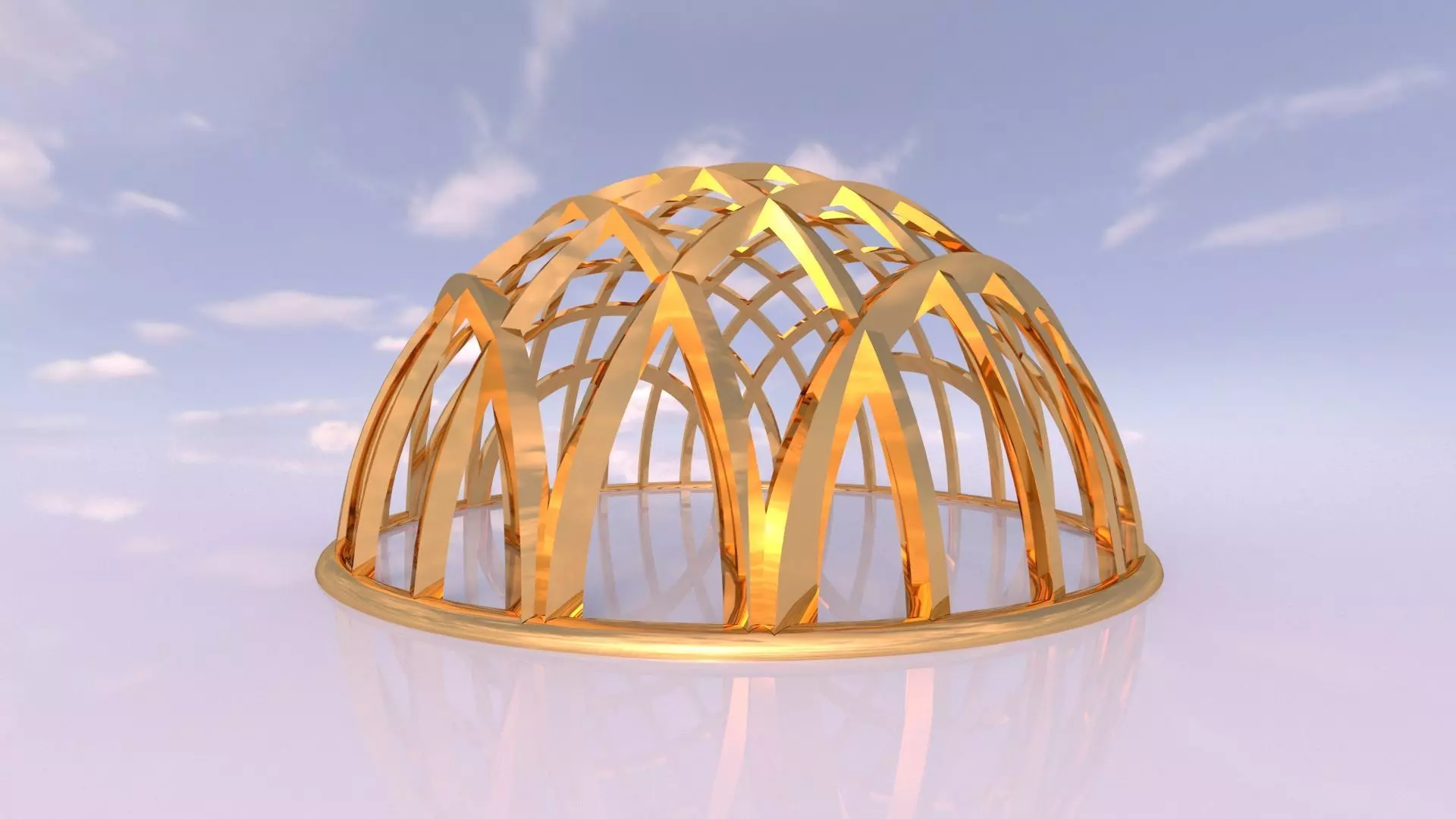 Architectural dome with contours in grid 3D model_0