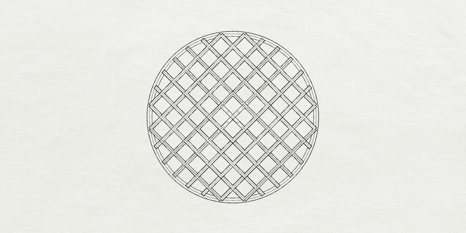 Architectural dome with contours in grid 3D model_35