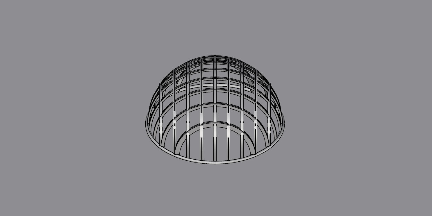Architectural dome with contours in grid 3D model_21