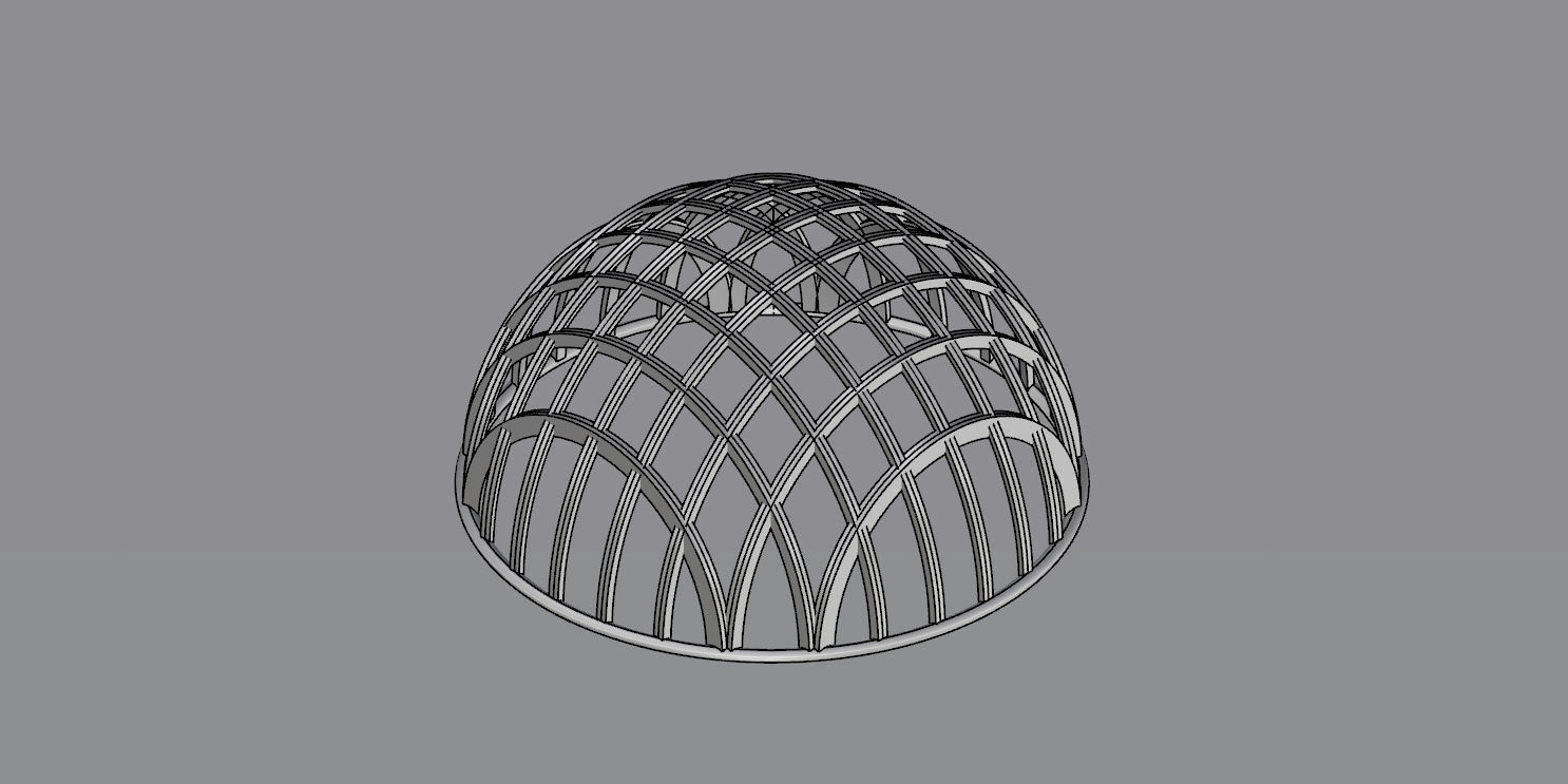 Architectural dome with contours in grid 3D model_22