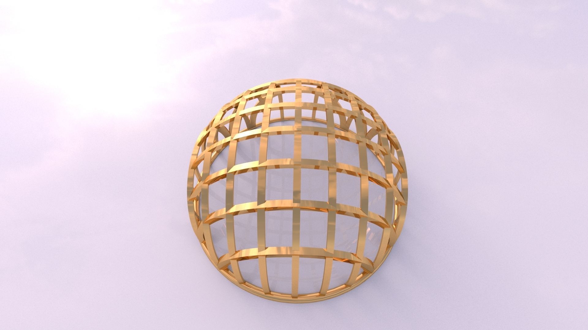 Architectural dome with contours in grid 3D model_1