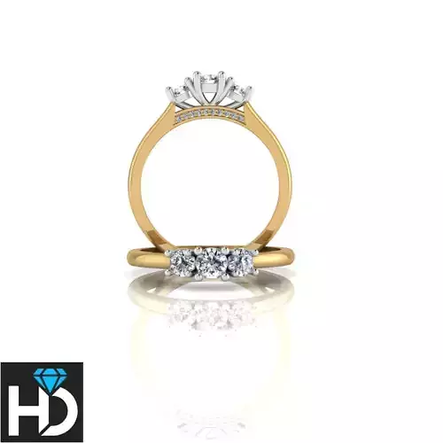 HD fine jewelry 3 stones ring 3D print model