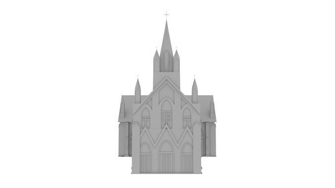 Low Poly Rosary Church Low-poly 3D model