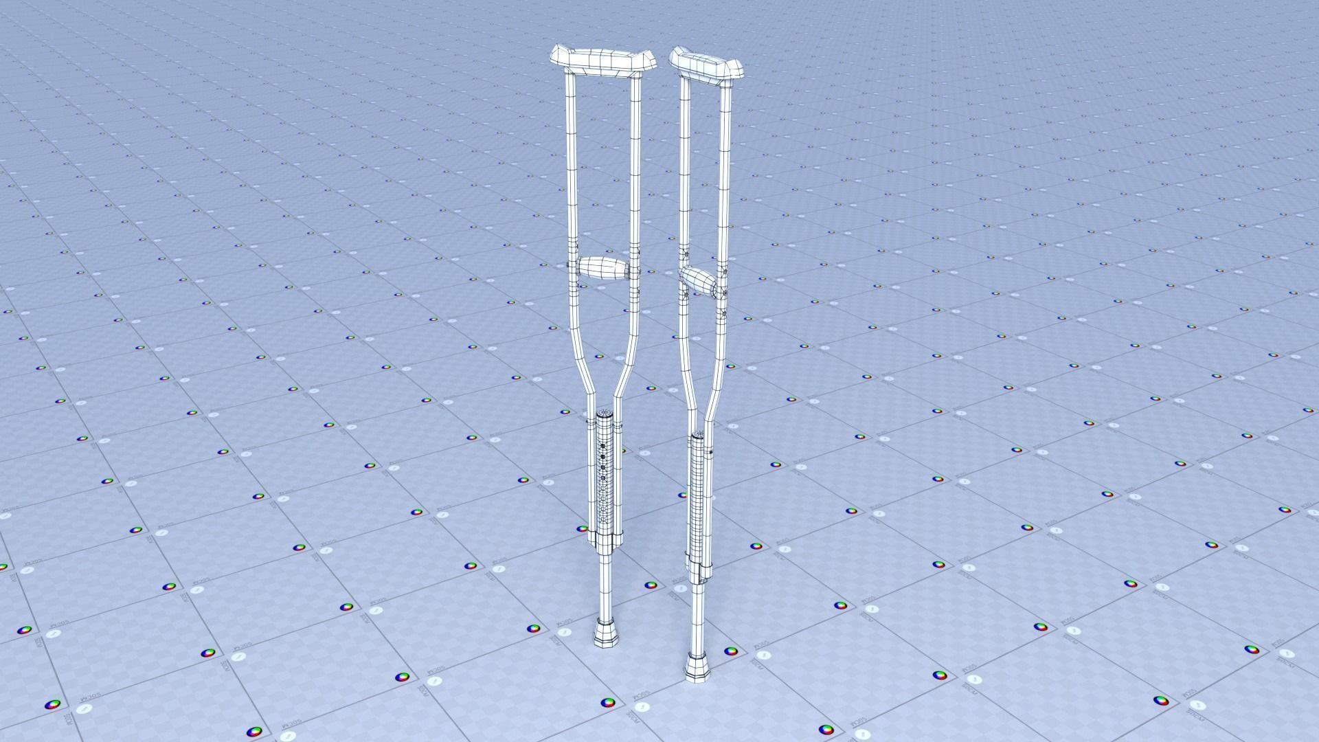 Crutches crutch Low-poly 3D model_3