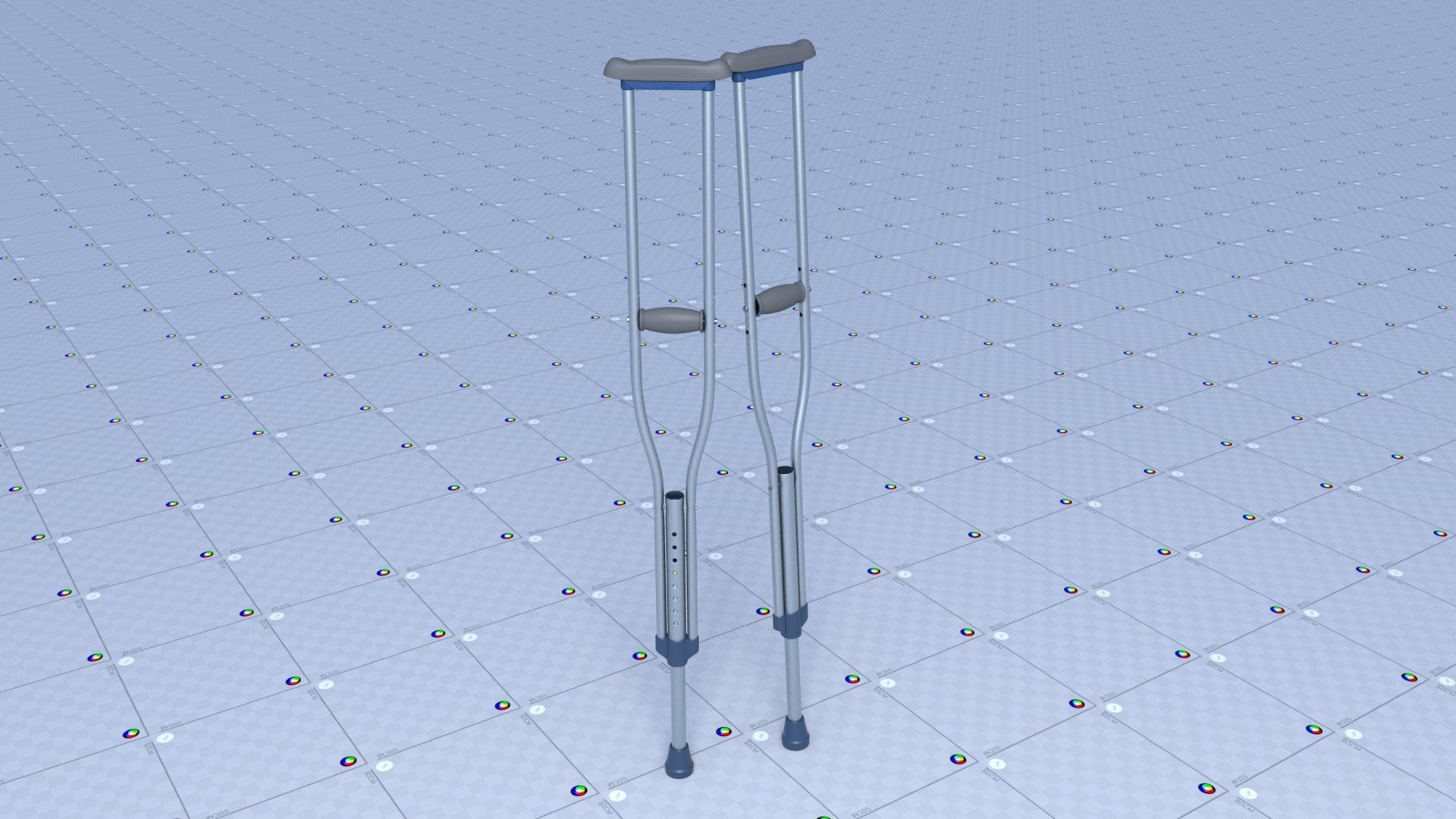 Crutches crutch Low-poly 3D model_1