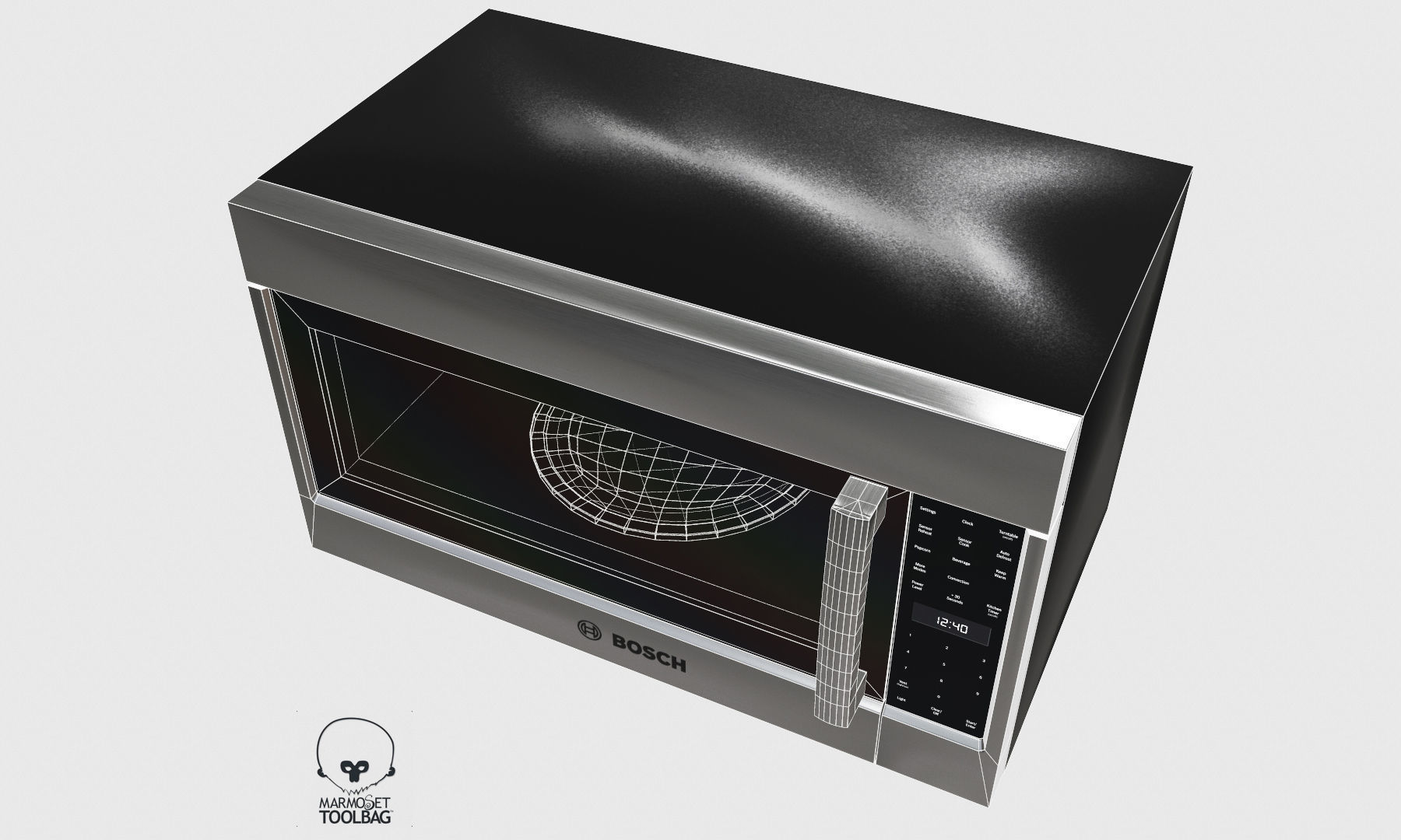 microwave - HMV8053U - by Bosch  - Low-poly Low-poly 3D model_6