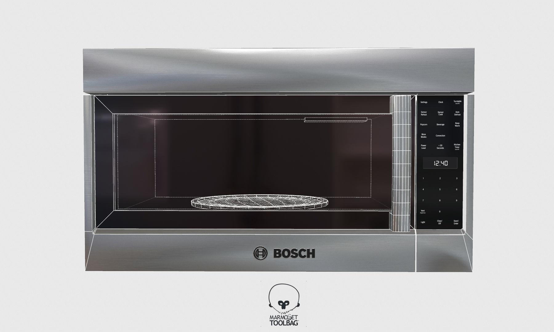 microwave - HMV8053U - by Bosch  - Low-poly Low-poly 3D model_4