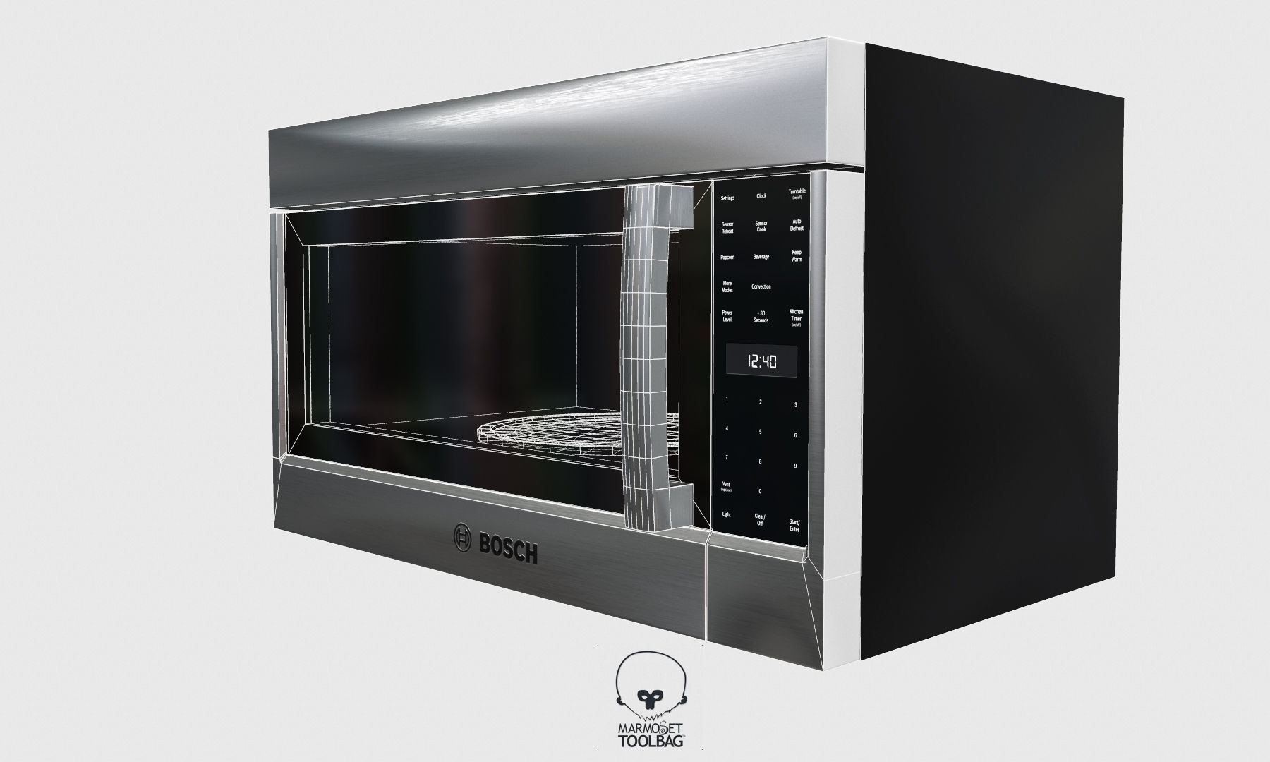 microwave - HMV8053U - by Bosch  - Low-poly Low-poly 3D model_2