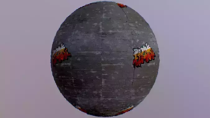 Graffiti Covered Concrete Wall PBR