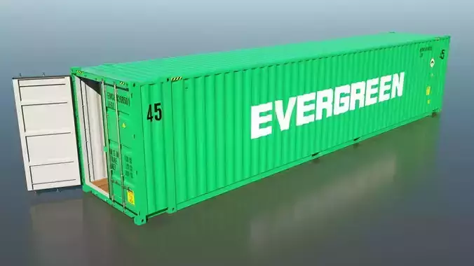 Shipping Container 45HC Rigged 3D High Poly 3D model
