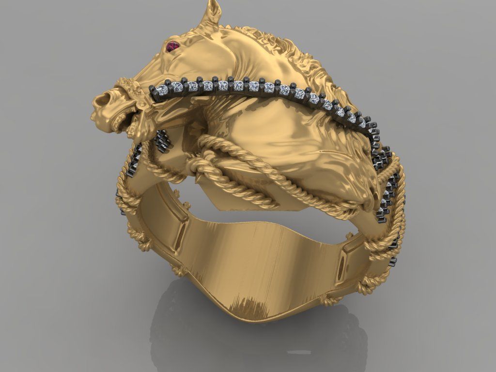 man horse rings 3D print model_1