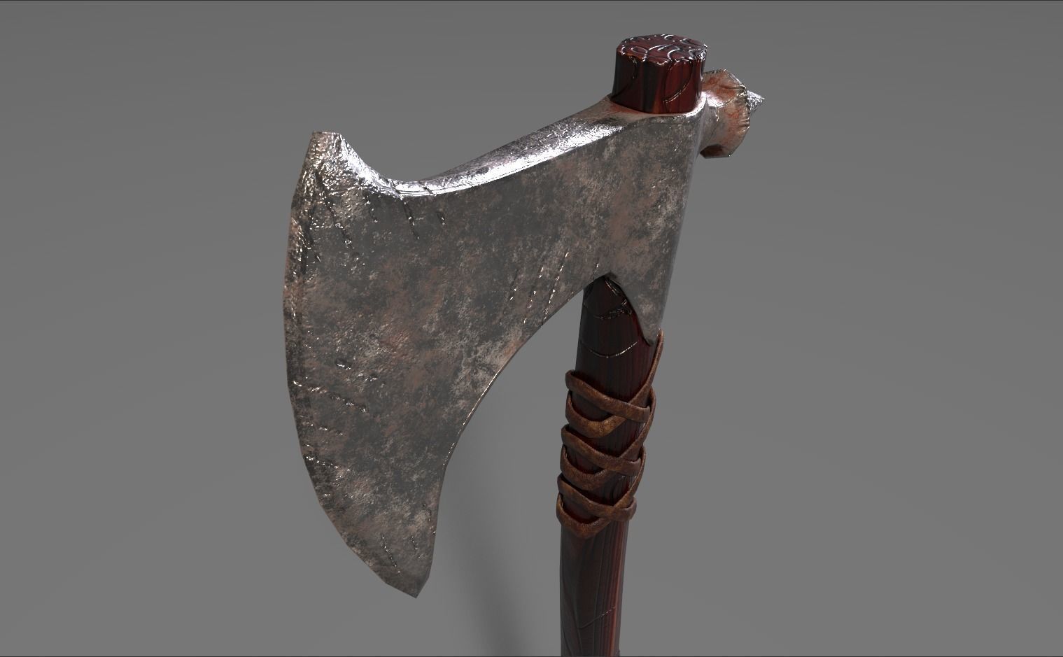 Game Ready Battle Axe Low-poly 3D model_5